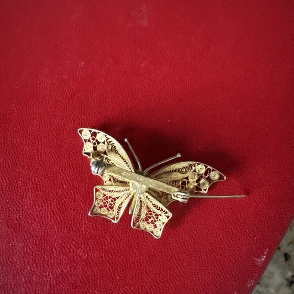 Vintage Butterfly Pin Wire Filigree Brooch Bohemian Delicate Gypsy‎ 2” Fairycore - Picture 4 of 9